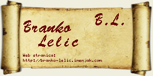 Branko Lelić vizit kartica